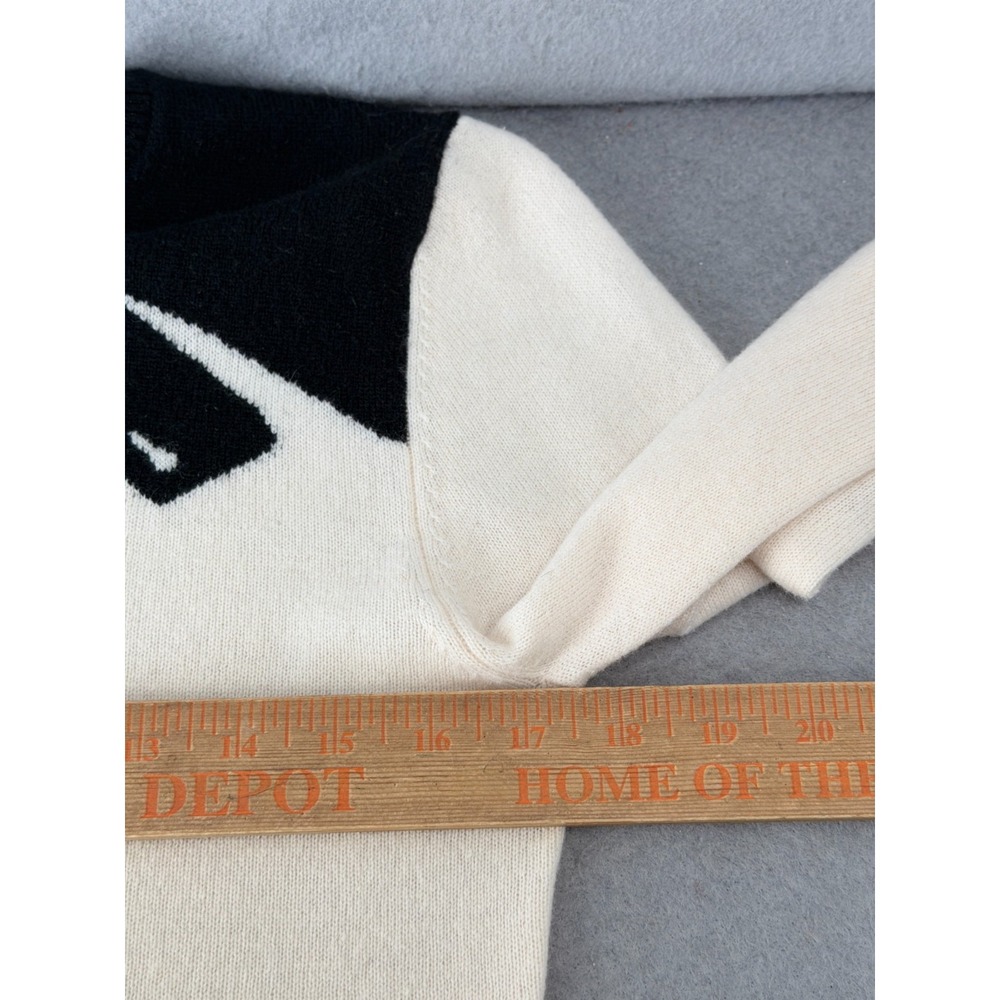Saks Fifth Avenue Cashmere Sweater Women M Ivory Black Bow Quiet Luxury Feminine - Picture 11 of 14